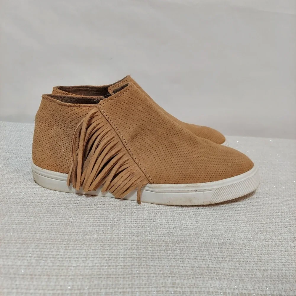 Minnetonka‎ Single Fringe Side Zip Boot Women's 8 Tan Suede Boho Festival